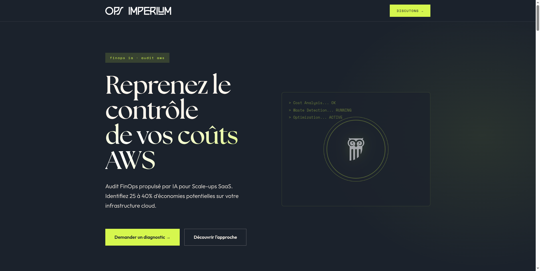 Capture d'ecran montrant la page d'accueil publique sans authentification